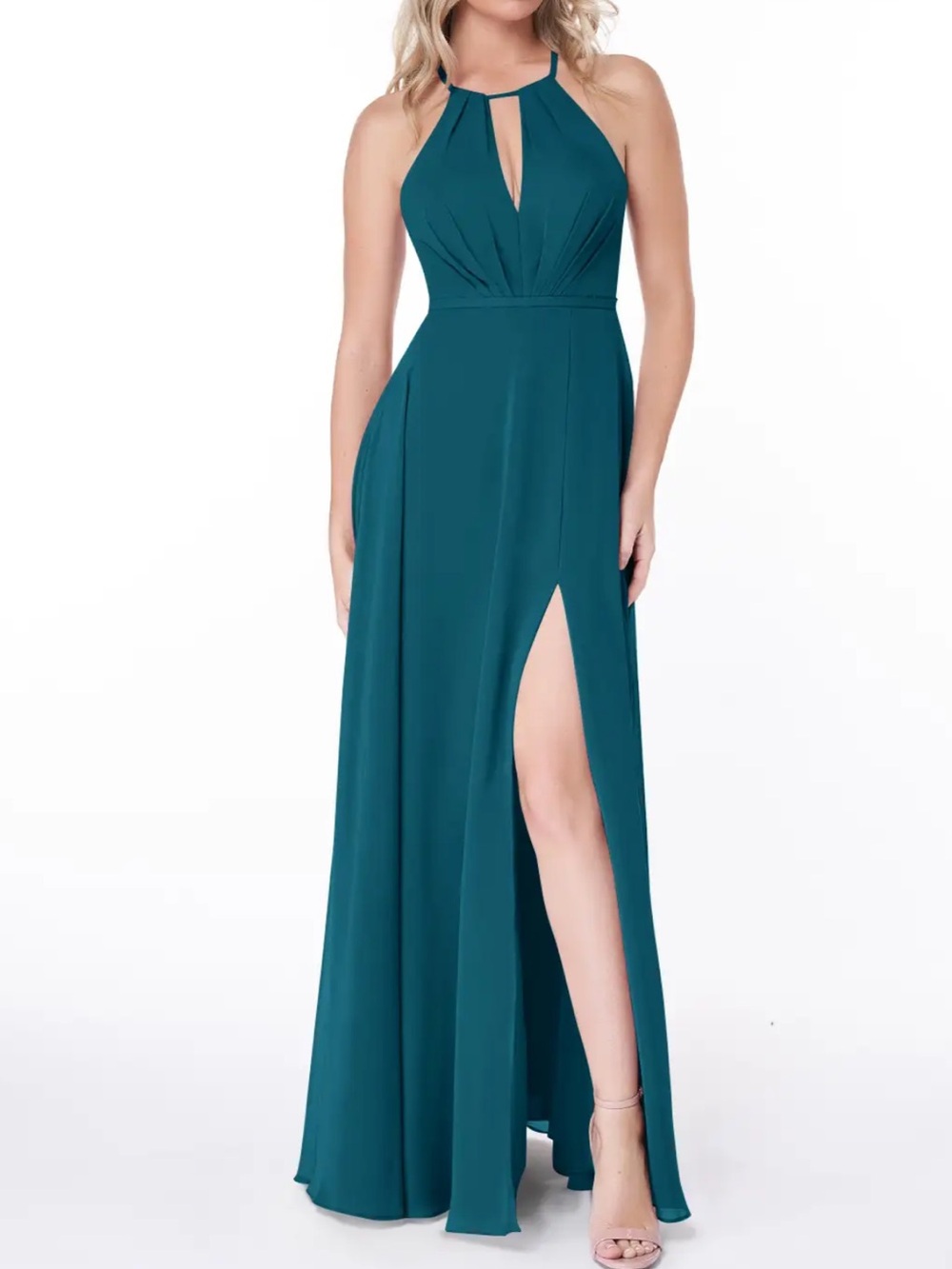 Azazie Evalleen A-line Pleated Chiffon Dress